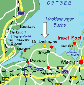 Landkarte  Kreis Grevesmühlen, Klützer Winkel, Mecklenburger Bucht, Lübecker Bucht